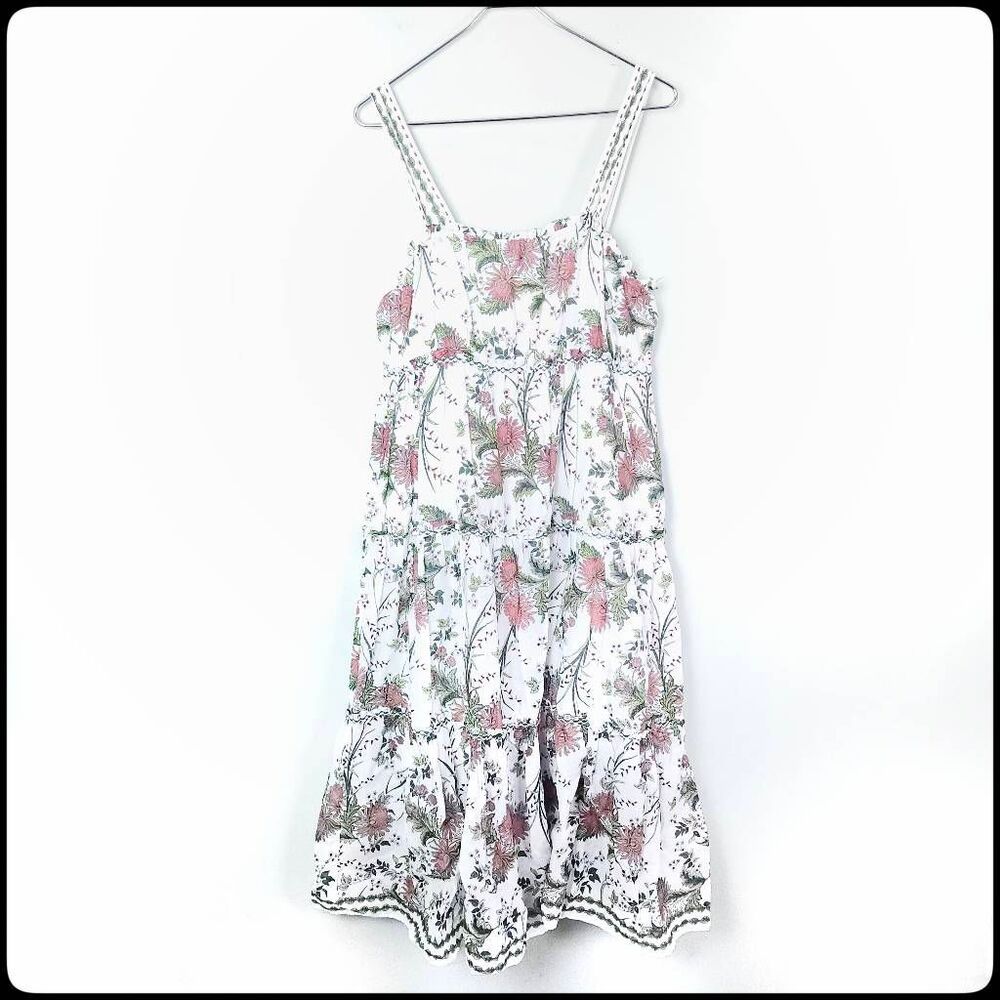 MAX STUDIO NWT White & Pink Floral Botanical Boho Tiered Maxi Dress X-Large - Picture 3 of 10